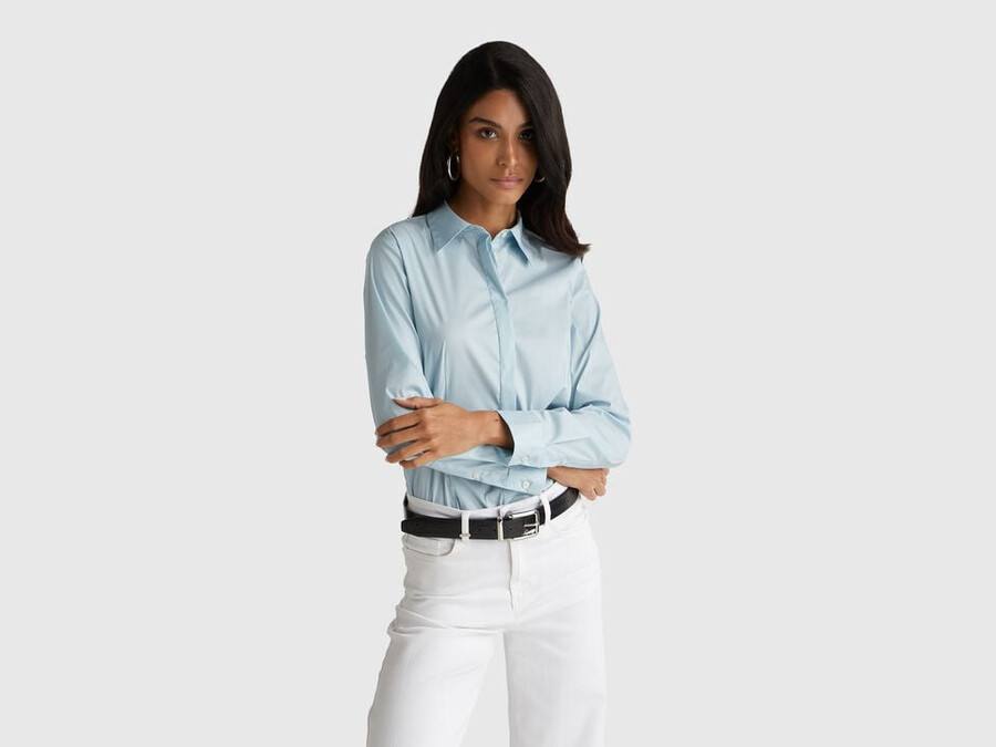 camisa en mezcla de algodón elástico