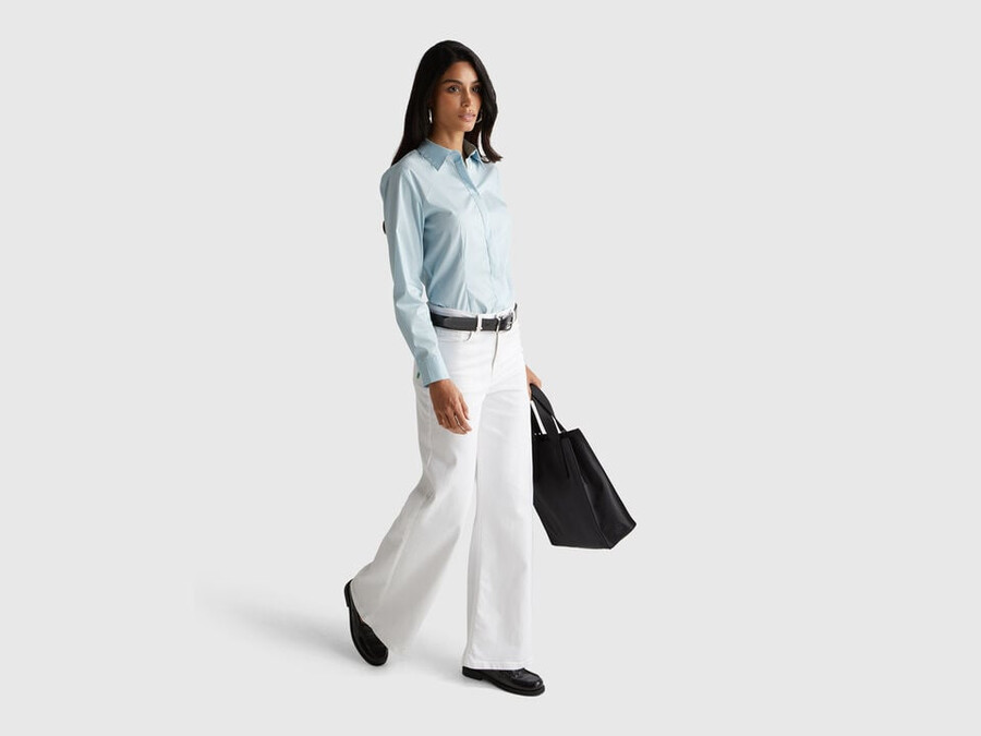 camisa en mezcla de algodón elástico