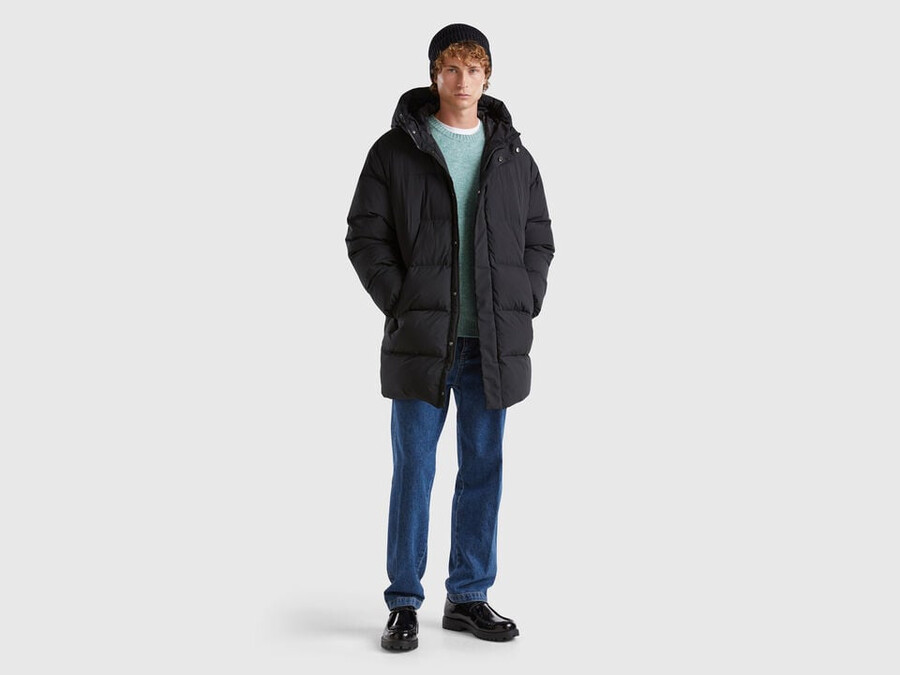 chaqueta larga acolchada con plumón reciclado