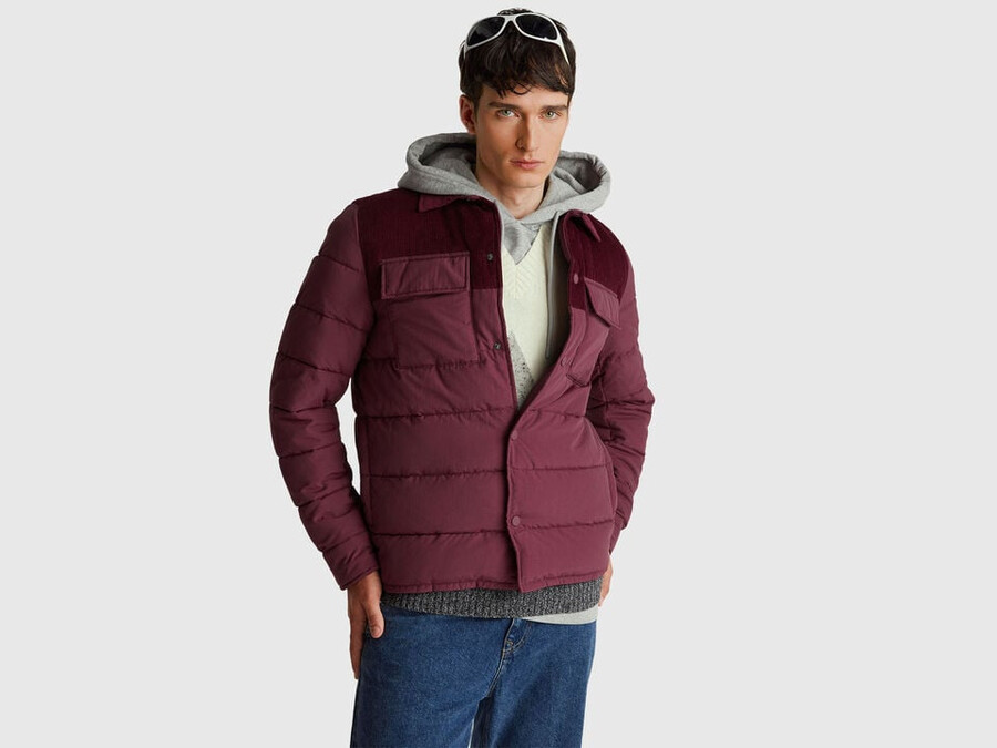 chaqueta de pana y nailon