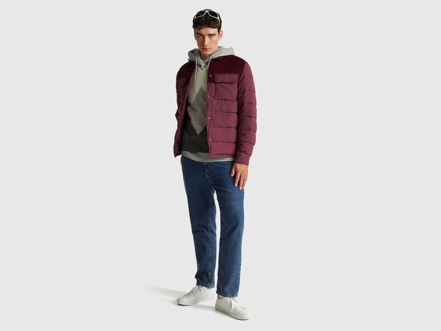 chaqueta de pana y nailon
