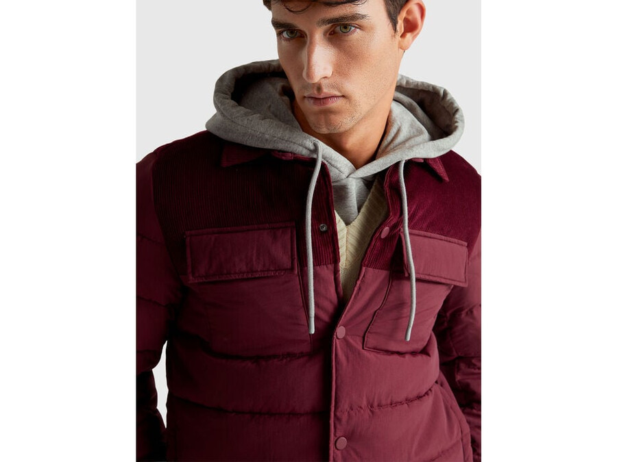 chaqueta de pana y nailon